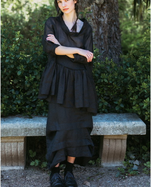 02. Two-piece black ramie dress
