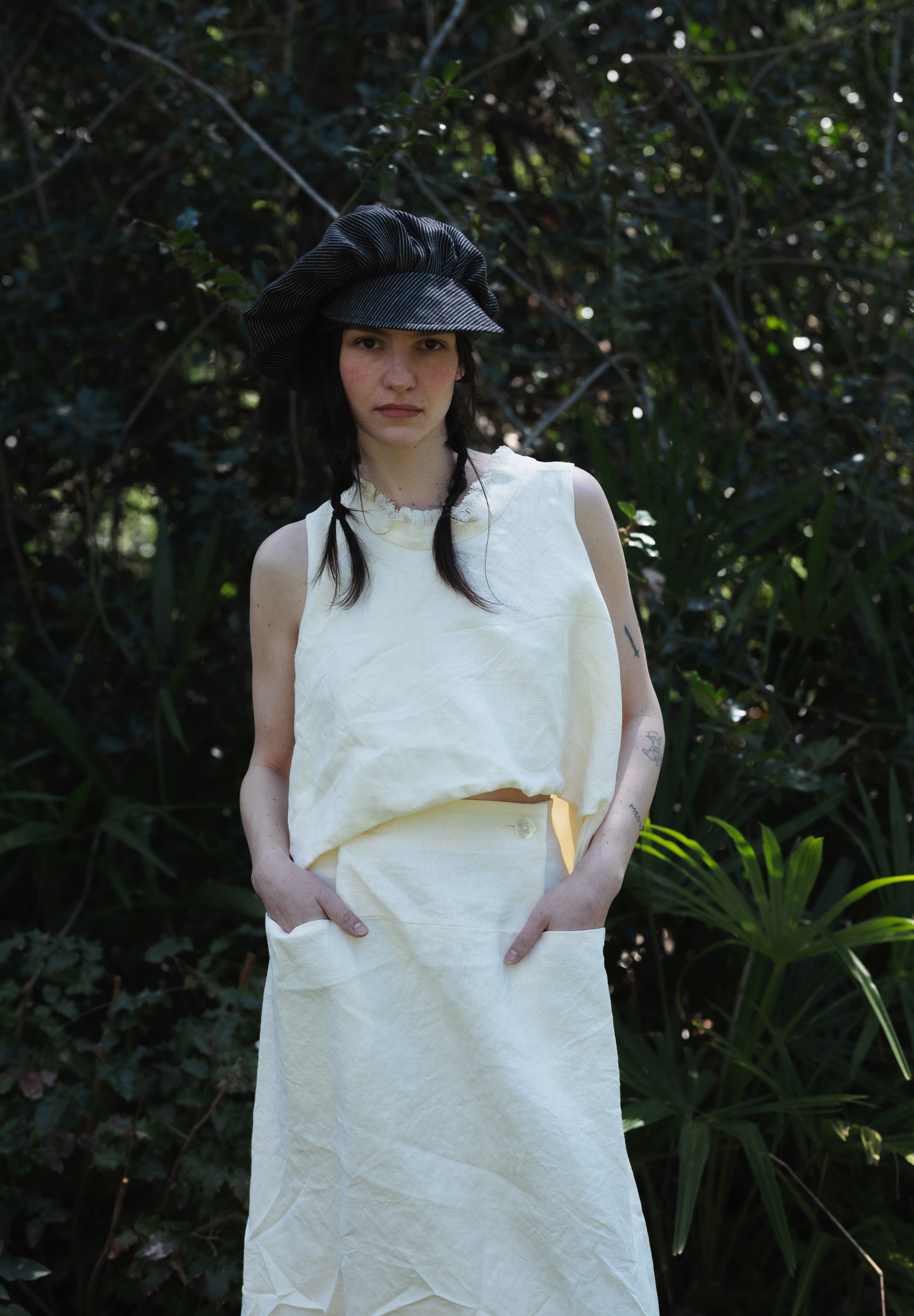 08. Cream linen skirt