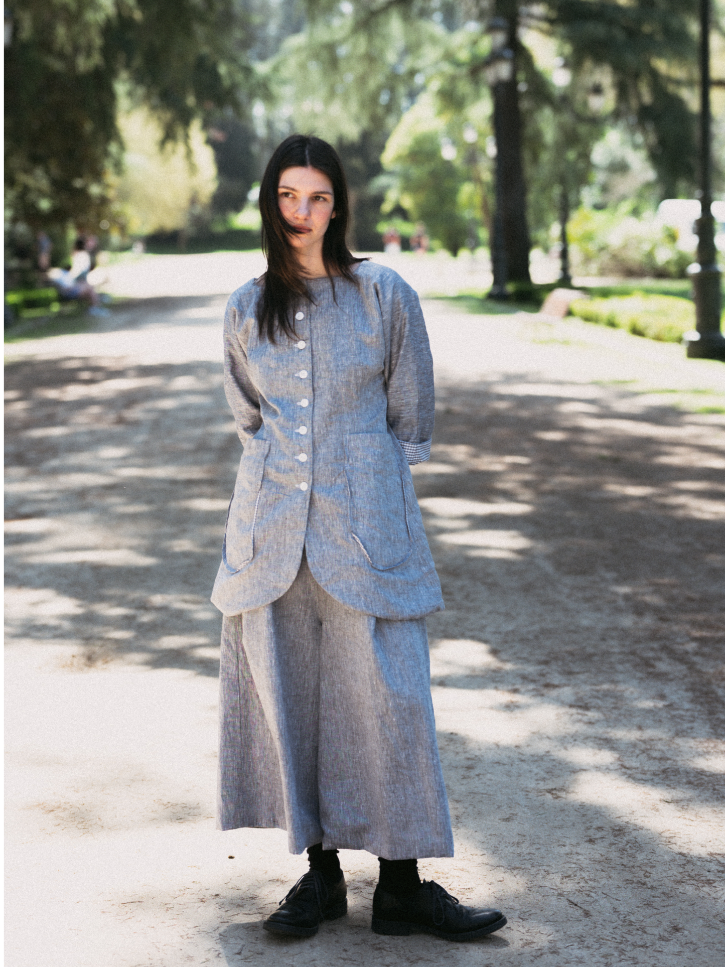 Linen wide leg trousers