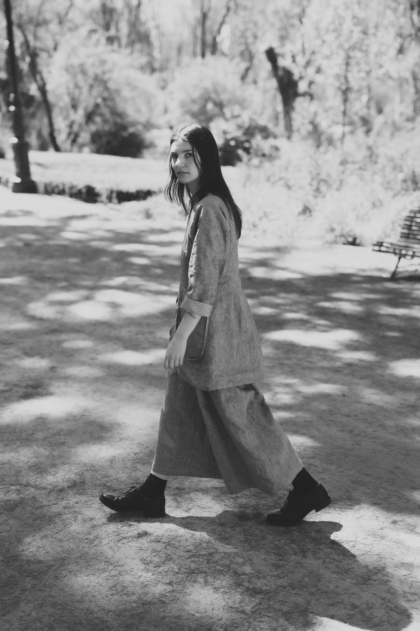 Linen wide leg trousers