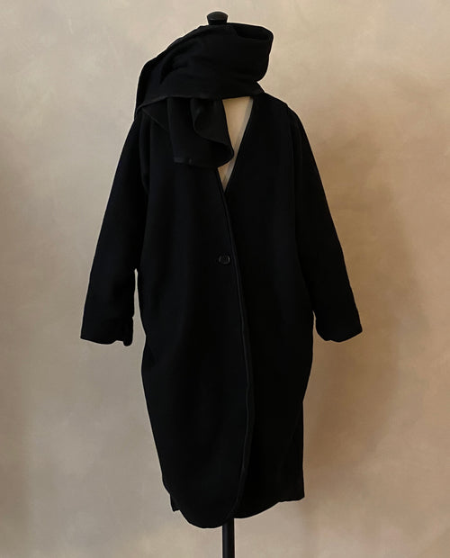 Black herringbone wool coat