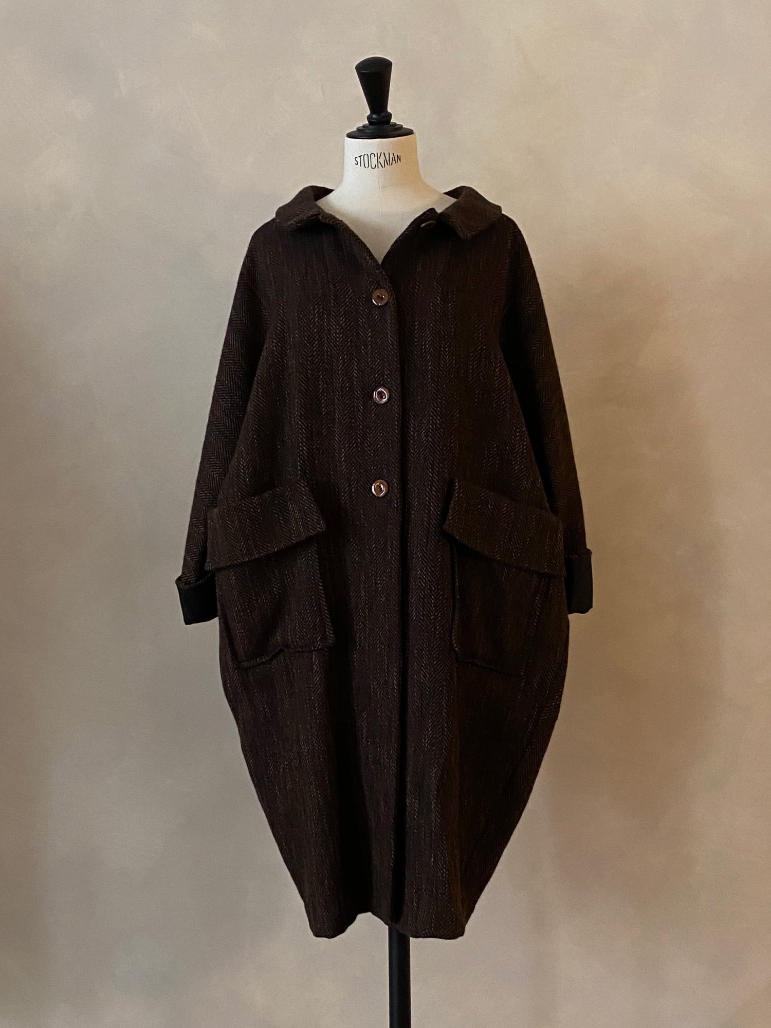 Brown herringbone wool coat – María Goya