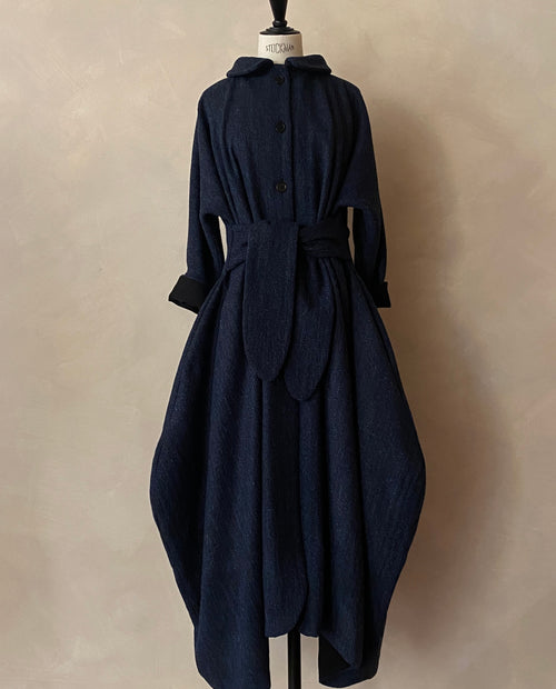 Blue herringbone wool Japanese coat