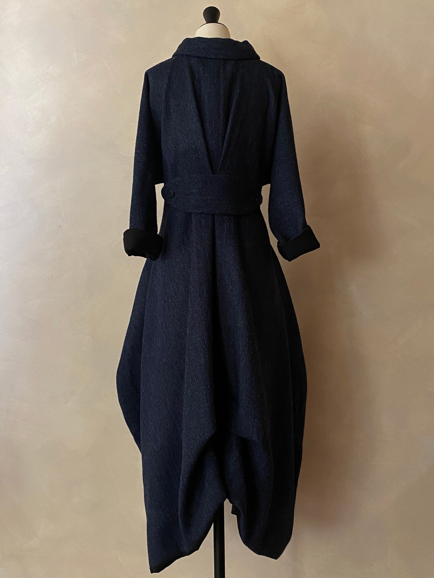 Blue herringbone wool Japanese coat