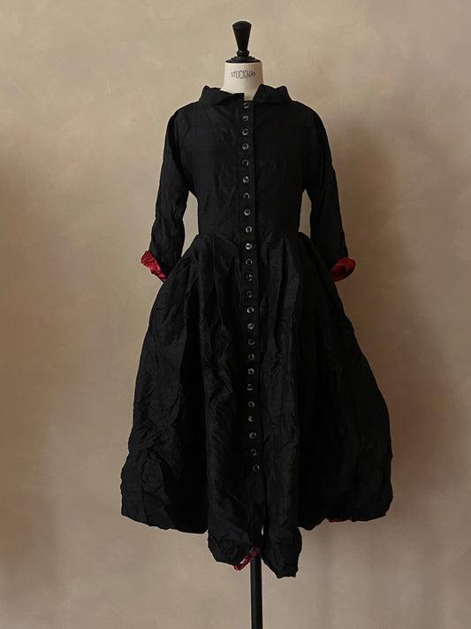 Black dupioni silk dress
