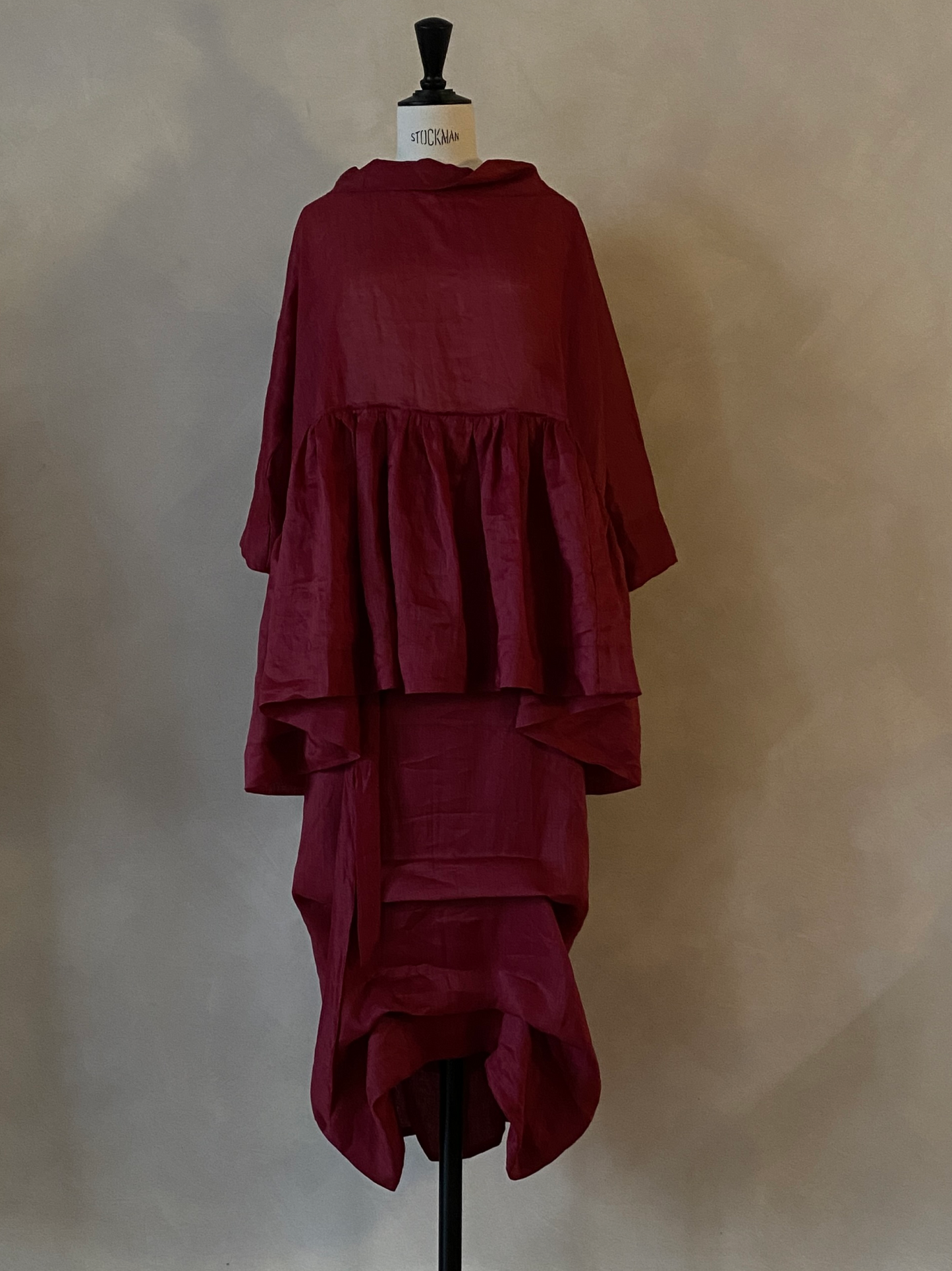 04.Two-piece burgundy ramie dress