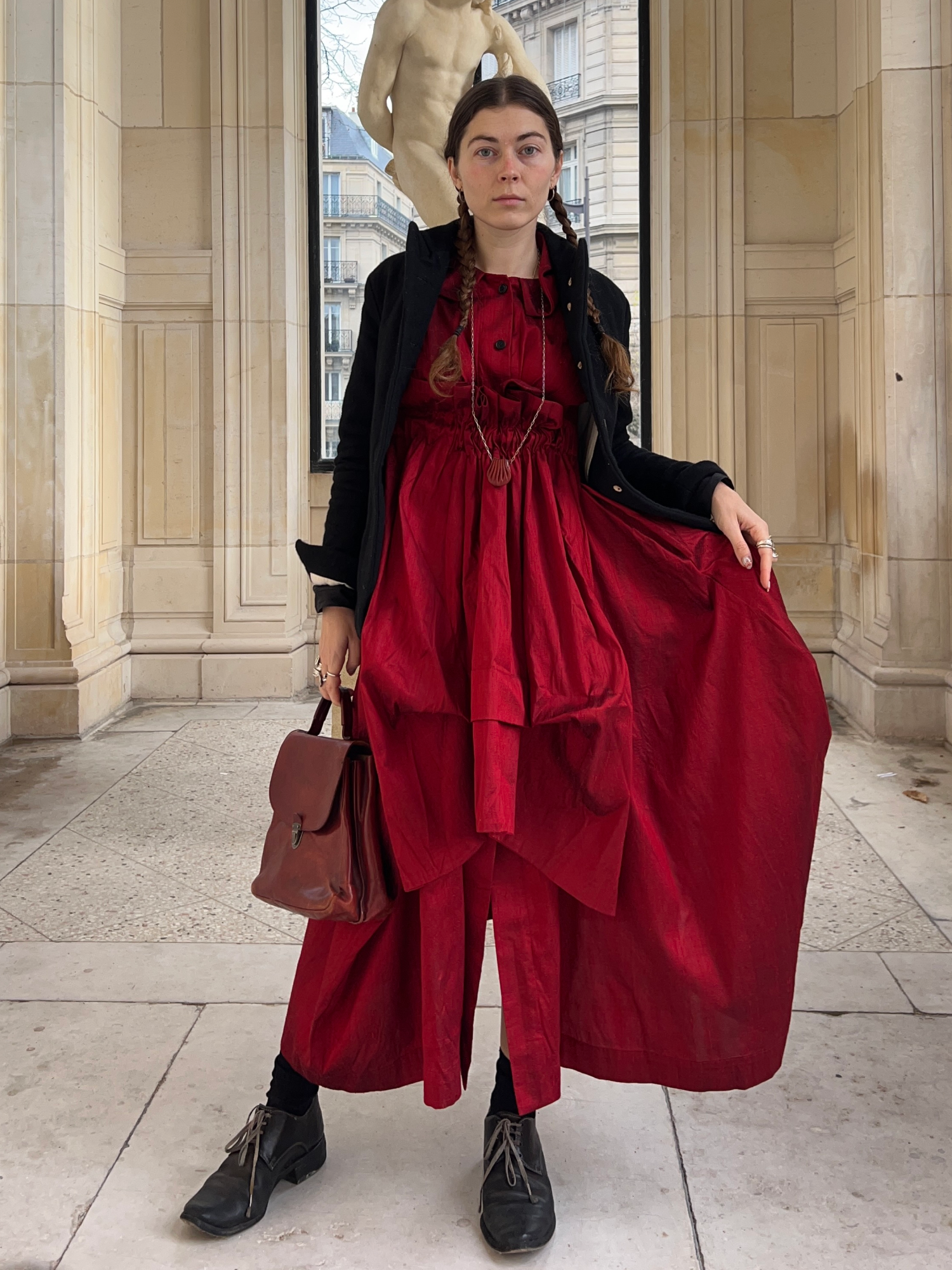 04. Red dupioni silk Menina dress